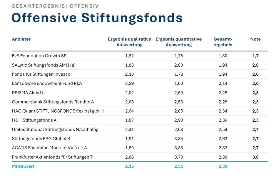 Rangliste Offensive Stiftungsfonds