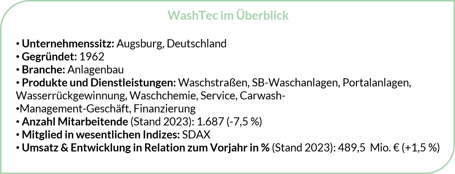 WashTec im Überblick