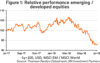 Relative performance emerging - developed equities